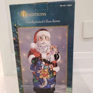 Traditions Handpainted Glass Santa 18 inches tall